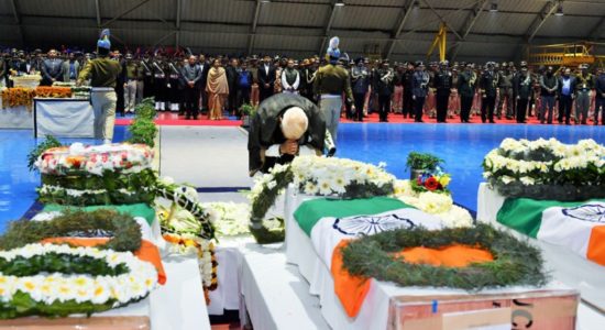 Modi paying homage to the Pulwama Attack martyred CRPF Jawans