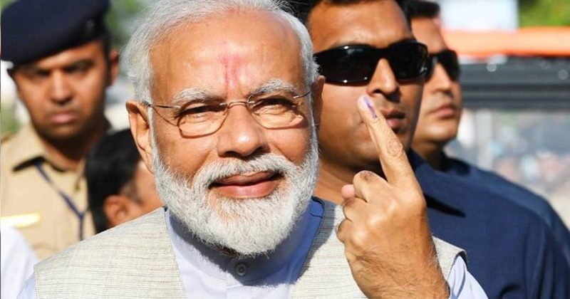 Modi Casting vote at Ranip Booth