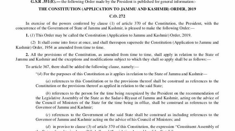 Constitution Order 2019