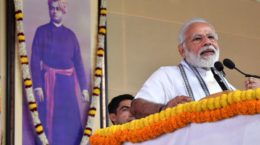 Modi addressing the gathering at the Belur Math, in Kolkata