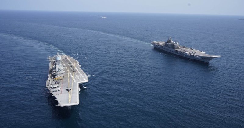 More than 35 aircraft carried out an exercise in the Arabian Sea