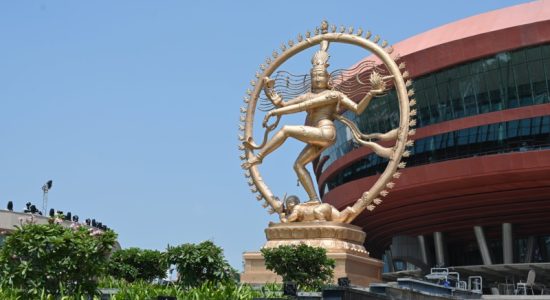 The Nataraja statue made of Ashtadhatu is installed at the Bharat Mandapam.