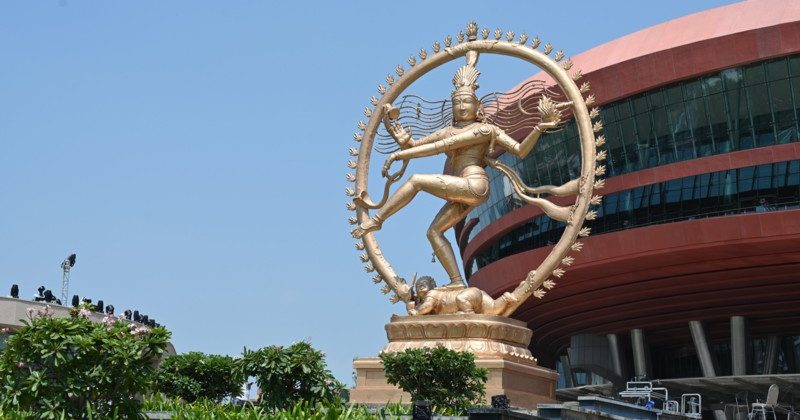 The Nataraja statue made of Ashtadhatu is installed at the Bharat Mandapam.