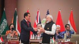 a symbolic Tree Plantation ceremony at the Bharat Mandapam