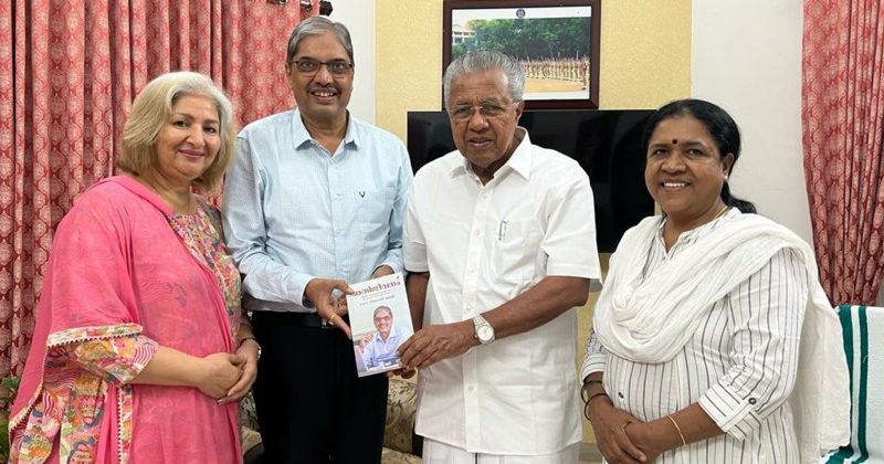 Dr Vishwas Mehta presented his book Ati Jeevanamto Kerala CM Pinarayi Vijayan