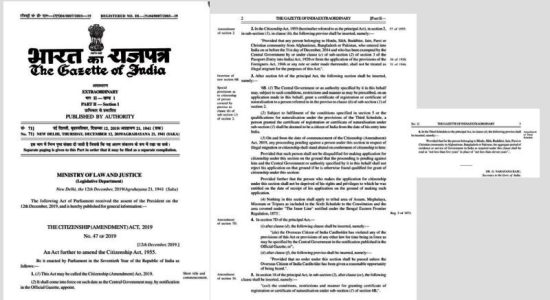 Central government announces implementation of Citizenship Amendment Act (CAA)