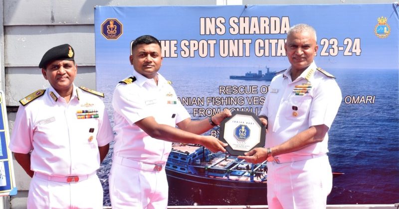 Citation to INS Sharda for anti-piracy operations