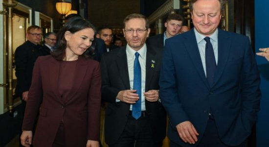 German and British foreign ministers meet Israeli President Herzog