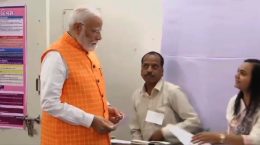 Prime Minister Narendra Modi casts his vote at Nishant School in Ahmedabad