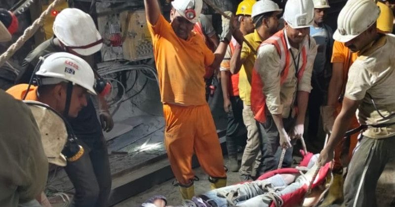 Hindustan Copper Limited officials were safely evacuated from the mine