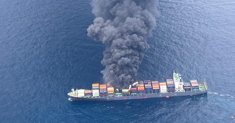 Rescue operation on burning container ship, efforts intensified to avert danger