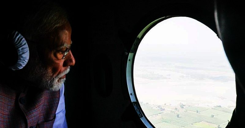 Modi views flood-affected areas of Punjab from aerial view